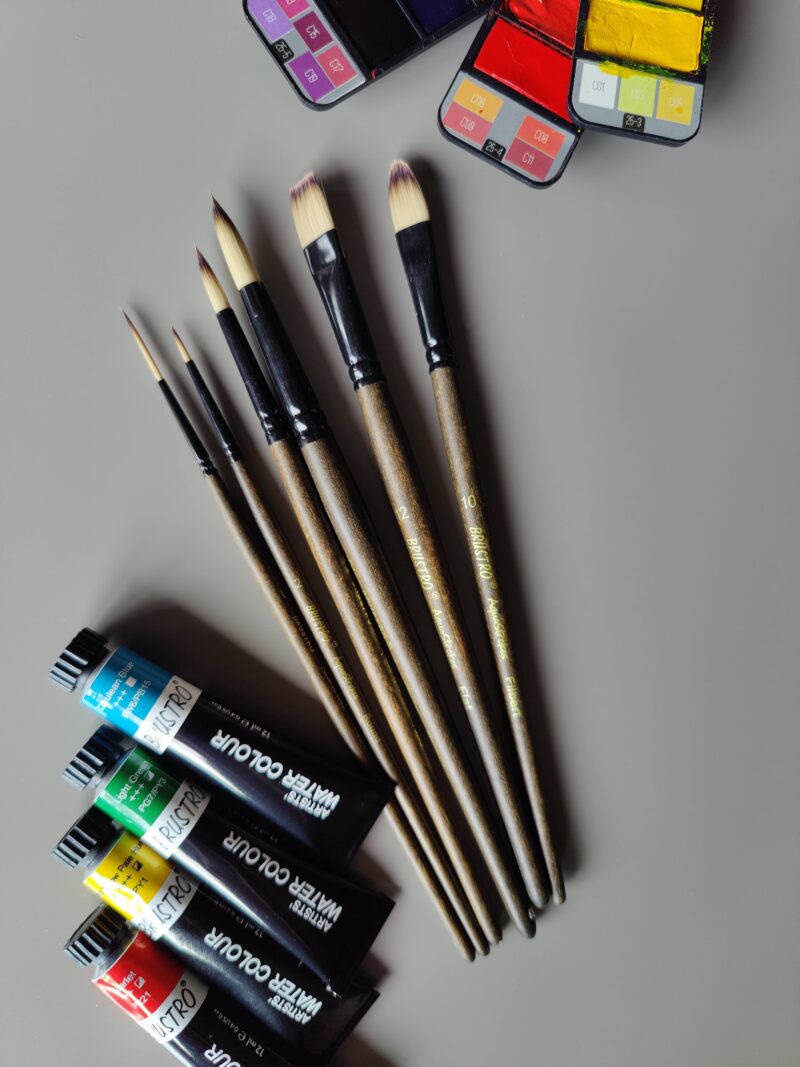 BRUSTRO AquaStrokes Artist Brushes | Set of 6 | Ideal for Watercolour, Gouache, Acrylics, Oil Brush, Synthetic Bristles, Wooden handle | Made for Students and Professionals Artists - Image 5