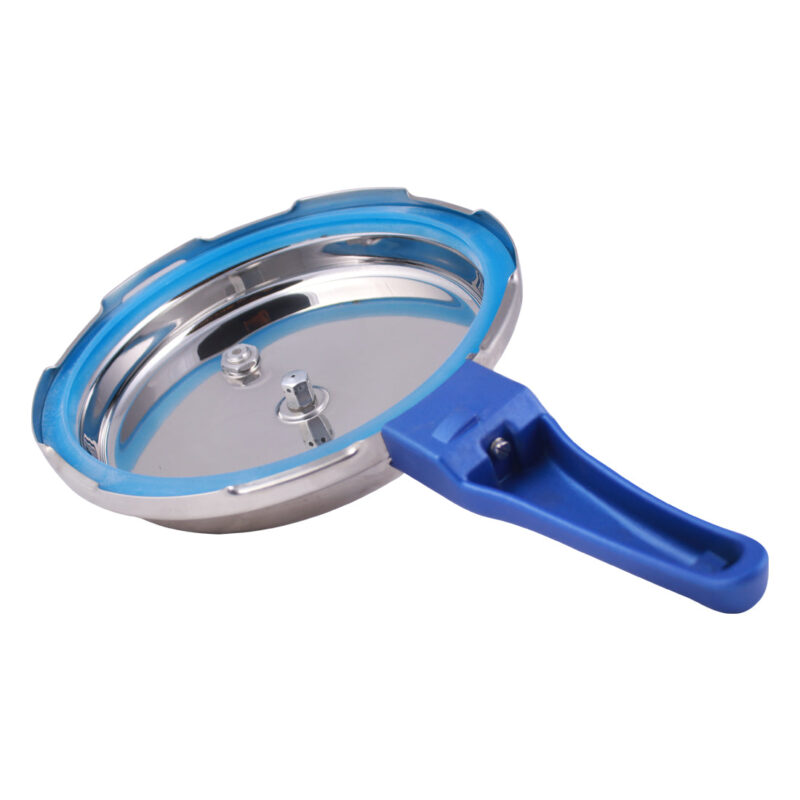 Nigella Induction Base 2.5L Stainless Steel Handi Pressure Cooker with Outer Lid, Blue Handle - Image 3
