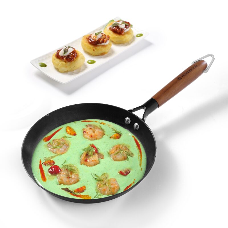 Pre-Seasoned Ferro Light 20cm Cast Iron Fry Pan | 800 ml | Acacia Wooden Handles | Gravity Moulding Technology | No Chemical Coating | 10 Year Warranty - Image 8