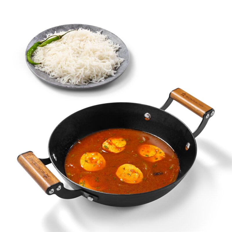 Pre-Seasoned Ferro Light 24cm Kadhai | 2.3L | Acacia Wooden Handles | Gravity Moulding Technology | No Chemical Coating |10 Year Warranty - Image 8