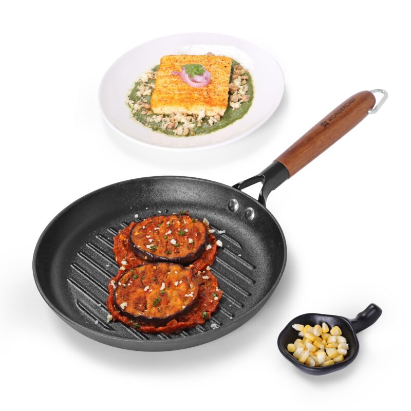 Pre-Seasoned Ferro Light 24cm Grill Pan| 2.5MM | Acacia Wooden Handles | Gravity Moulding Technology | No Chemical Coating |10 Year Warranty - Image 8