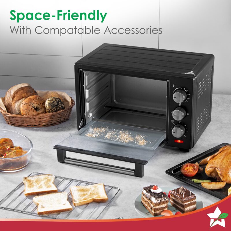 OTG & Wooden Tray Gift Combo | 19L OTG | Bake Breads and Cakes | Time Control upto 60 Mins | Temperature Control upto 250⁰ | Heat Resistant Window, Removable Crumb Tray | 2 Year Warranty - Image 3