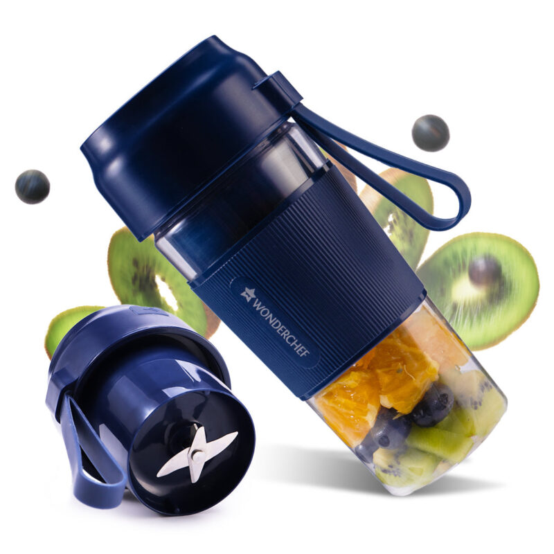 Nutri-Cup Portable Blender | USB Charging | Smoothie maker | SS Blades | Battery Operated Rechargeable Blender | 300ml | Compact Size | Blue - Image 9