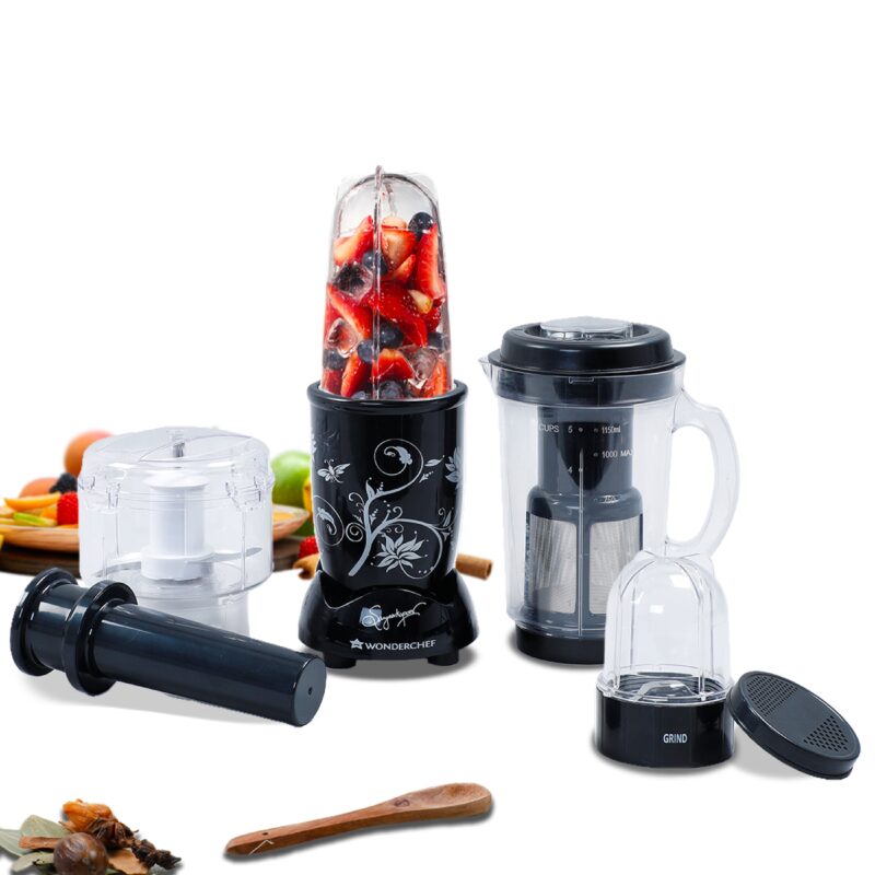 Wonderchef Renewed Nutri-blend Juicer, Mixer, Grinder, Smoothie Maker & Chopper CKM | 22000 RPM Blender, Chopper, Juicer | 400W | 100% Full Copper Motor | SS Blades | 4 Unbreakable Jars - Image 9