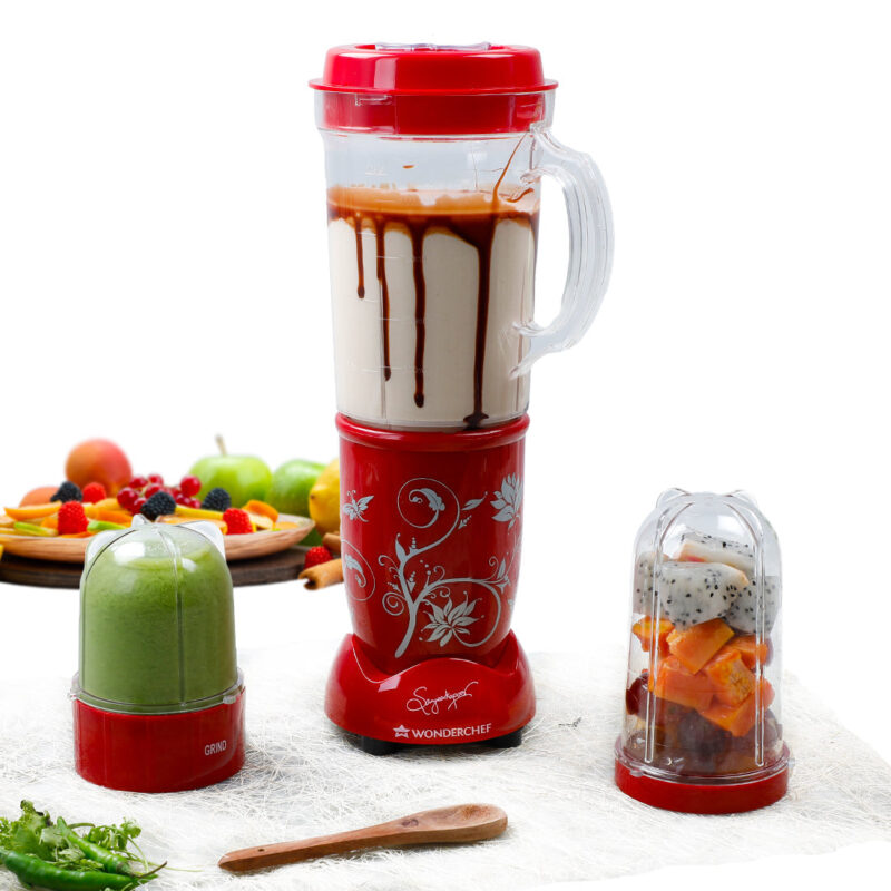 Nutri-blend Juicer, Mixer, Grinder, Blender & Smoothie Maker |500W 22000 RPM 100% Full Copper Motor | Stainless steel Blades | 3 unbreakable jars | 2 Years warranty | Recipe book by Chef Sanjeev Kapoor | Red - Image 6