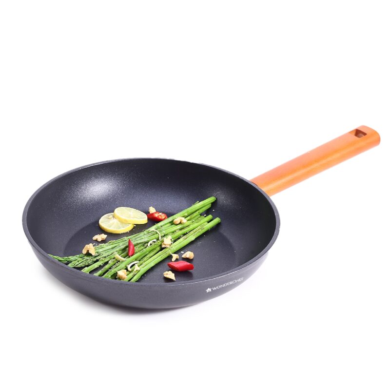 Caesar 24 cm Non-Stick Fry Pan | Induction Bottom | Wooden Handle | Pure Grade Aluminium | Frying Pan Non Stick | 1.7 L | 5 mm | 5 Years Warranty | Black - Image 6