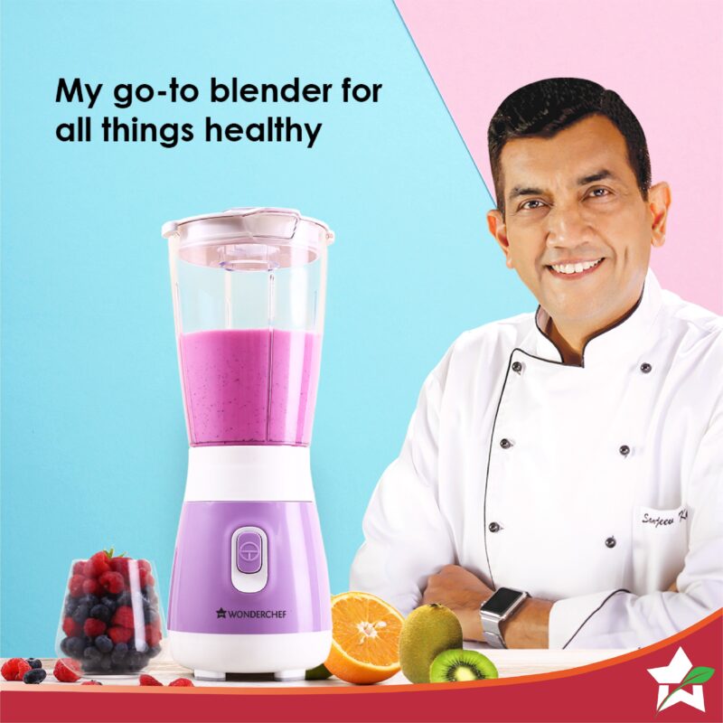 Wonderchef Renewed Orchid Personal Blender, 250W Copper Motor, 600ml Transparent Jar, Stainless Steel Blades for Perfect Blending, Hassle Free Blending of Fruits & Vegetable Juices, Protein Shakes, Smoothies - Image 2