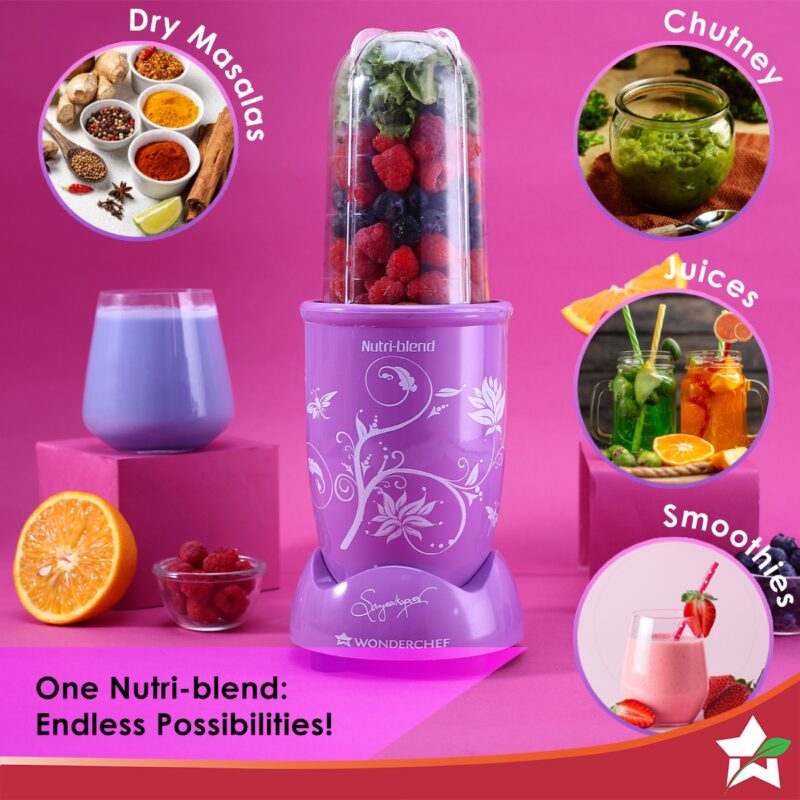 Nutri Blend Orchid, 22000 RPM 100% Full Copper Motor, 2 Unbreakable Jars, 400 W, 2 Years Warranty, Recipe book by Chef Sanjeev Kapoor, Orchid - Image 3