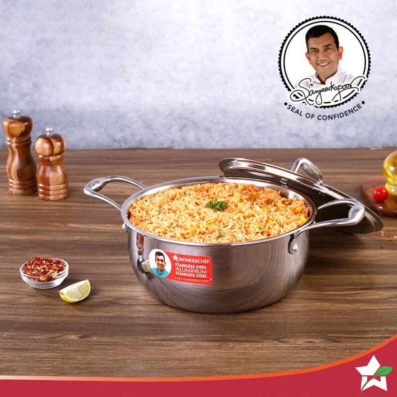 Nigella Tri-Ply Stainless Steel 22 cm Casserole | 3.2 Litres | 2.6mm Thickness | Induction base | Compatible with all cooktops | Riveted Cool-Touch Handle | 10 Year Warranty - Image 2