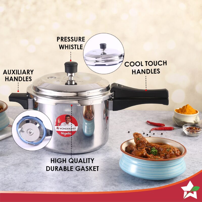 Nigella Tri-Ply 5L Outer Lid Pressure Cooker, 5 Years Warranty - Image 2