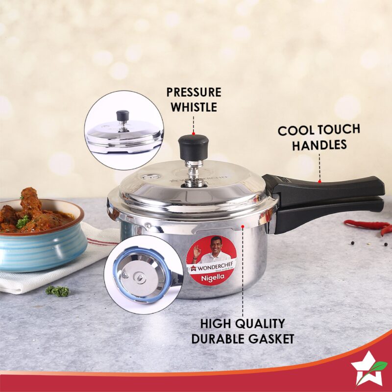 Nigella Tri-Ply 2L Outer Lid Pressure Cooker, 5 Years Warranty - Image 2