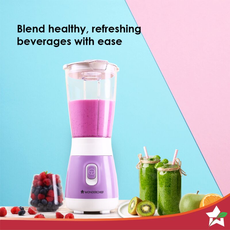 Wonderchef Renewed Orchid Personal Blender, 250W Copper Motor, 600ml Transparent Jar, Stainless Steel Blades for Perfect Blending, Hassle Free Blending of Fruits & Vegetable Juices, Protein Shakes, Smoothies - Image 3