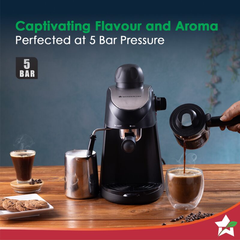 Regenta Espresso Coffee Maker, 5-bar with Steamer, Make Espressos, Cappuccinos & Lattes at Home, With Steamer, Metal Porta Filter, Temperature Dial, 2 Years Warranty - Image 2