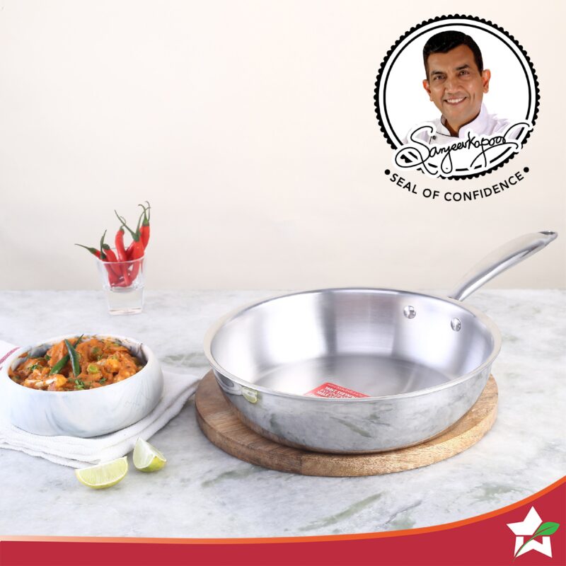 Nigella Tri-ply Stainless Steel 26 cm Fry Pan | 2.6 Litres | 2.5 mm Thickness | With Induction base | Compatible with all cooktops | Riveted Cool-Touch Handle | 10 Year Warranty - Image 2