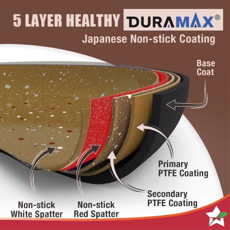 Duralife Die-cast 28 cm Dosa Tawa | 5 Layer Healthy Duramax Non-Stick Coating | Soft Touch Handle | Pure Grade Aluminium | PFOA Free | 2 Year Warranty | Copper - Image 3