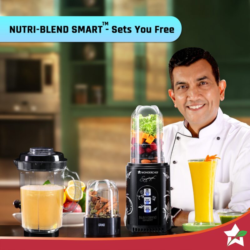 Nutri Blend Smart 3 Jar Automatic Mixer Grinder with Dual Pulse Function|22000 RPM|100% Full Copper Motor|2 Unbreakable Jars|500 W|2 Years Warranty|Recipe book by Chef Sanjeev Kapoor| Black - Image 6
