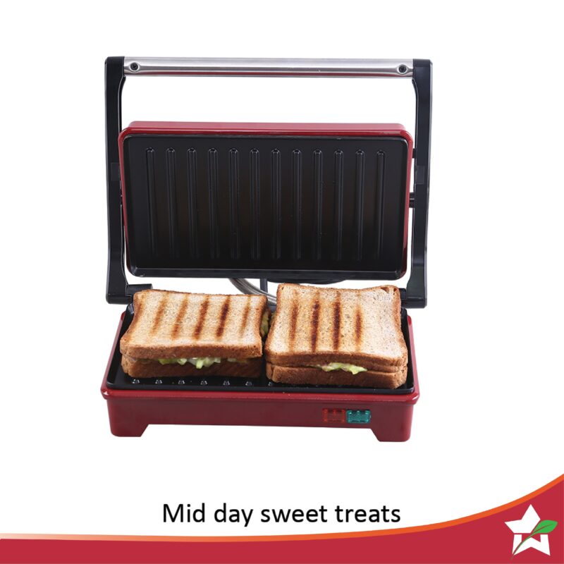 Sanjeev Kapoor Tandoor Mini Plus | Crimson Edge Electric Contact Grill & Sandwich Maker| 3-in-1 Toaster, Griller & Sandwich Maker| Cool Touch Handle|Auto Shut Off | 1 Year Warranty| Red - Image 3