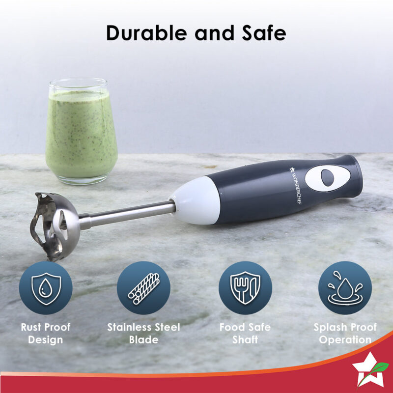 Ultima Plus Electric Hand Blender | Portable I Easy Control Grip | Hot & Cold Blending | 300W Powerful Motor | Single Push Button Operation | Sharp Food Grade Anti Rust Stainless Steel Blades | Detachable stem | 2 Year Warranty | Black - Image 2