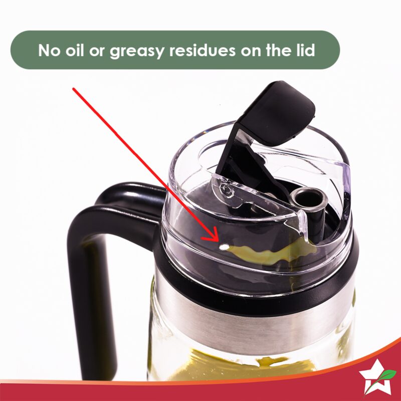 Glass Oil Pourer with Nozzle and Lid, For Kitchen, 600ml, Oil Container & Oil Pourer, Transparent, Air Tight, Spill Proof, For Cooking Oil, Olive Oil, Vinegar - Image 3