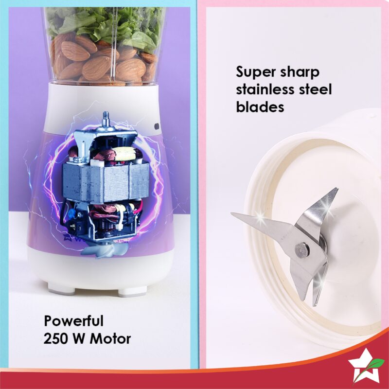 Wonderchef Renewed Orchid Personal Blender, 250W Copper Motor, 600ml Transparent Jar, Stainless Steel Blades for Perfect Blending, Hassle Free Blending of Fruits & Vegetable Juices, Protein Shakes, Smoothies - Image 5