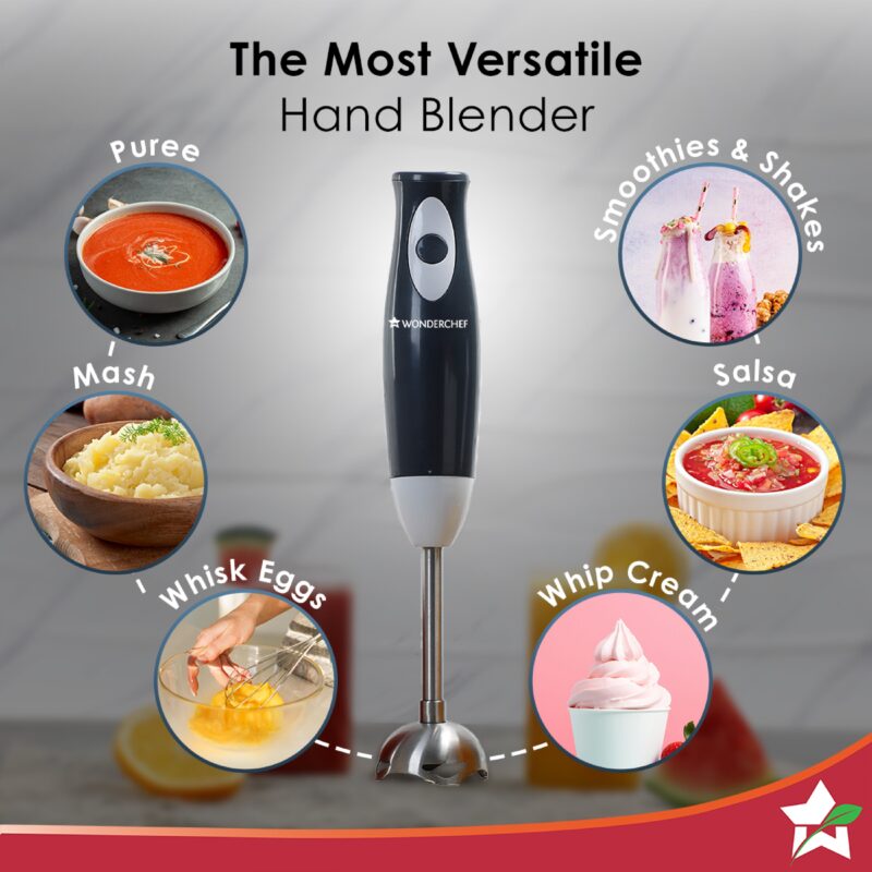 Ultima Plus Electric Hand Blender | Portable I Easy Control Grip | Hot & Cold Blending | 300W Powerful Motor | Single Push Button Operation | Sharp Food Grade Anti Rust Stainless Steel Blades | Detachable stem | 2 Year Warranty | Black - Image 3