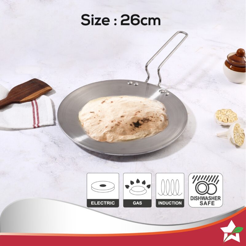 Nigella 3-Ply 26 cm Roti Tawa | Non-Stick Tawa | 4mm Thickness | Induction base | Compatible with all cooktops | Riveted Cool-Touch Handle | 10 Year Warranty - Image 6