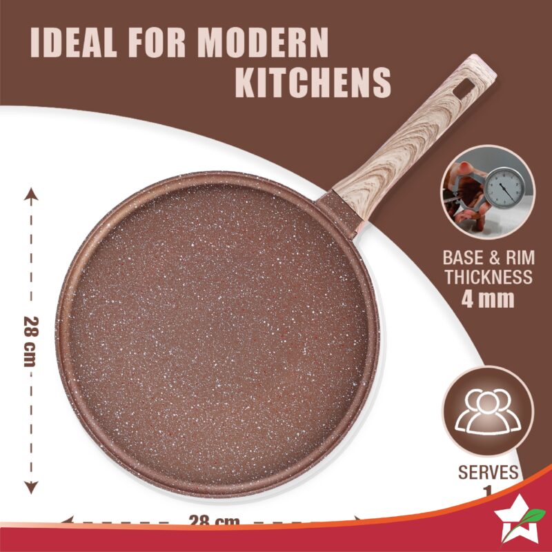 Duralife Die-cast 28 cm Dosa Tawa | 5 Layer Healthy Duramax Non-Stick Coating | Soft Touch Handle | Pure Grade Aluminium | PFOA Free | 2 Year Warranty | Copper - Image 5