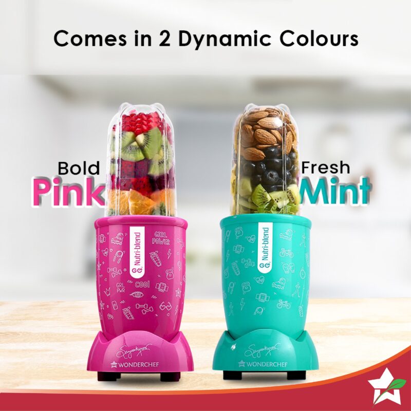 Nutri-blend GO, 22000 RPM 100% Full Copper Motor, 1 Unbreakable Jar, 400 W, 2 Years Warranty, Recipe book by Chef Sanjeev Kapoor, Pink - Image 6