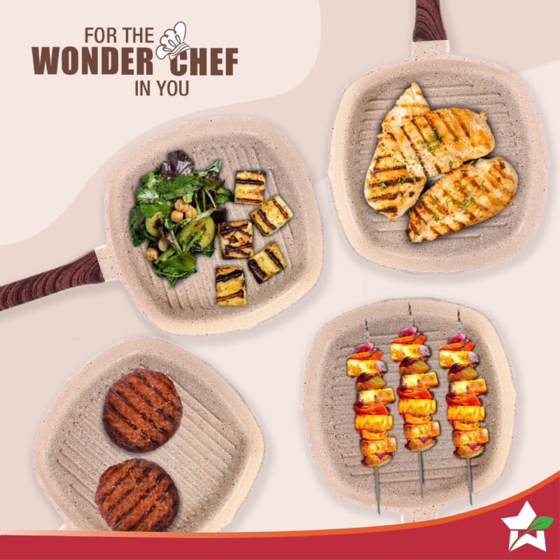 Duralife Die-cast 24 cm Grill Pan | 5 Layer Healthy Duramax Non-Stick Coating | Soft Touch Handle | Pure Grade Aluminium | PFOA Free | 1.5 liters | 2 Year Warranty | Ivory - Image 6