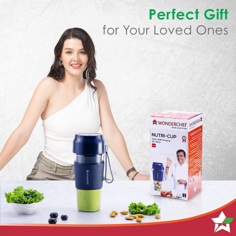 Nutri-Cup Portable Blender | USB Charging | Smoothie maker | SS Blades | Battery Operated Rechargeable Blender | 300ml | Compact Size | Blue - Image 8
