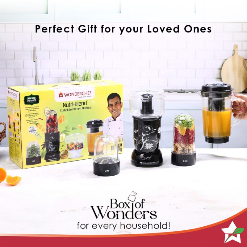 Wonderchef Renewed Nutri-blend Juicer, Mixer, Grinder, Smoothie Maker & Chopper CKM | 22000 RPM Blender, Chopper, Juicer | 400W | 100% Full Copper Motor | SS Blades | 4 Unbreakable Jars - Image 8