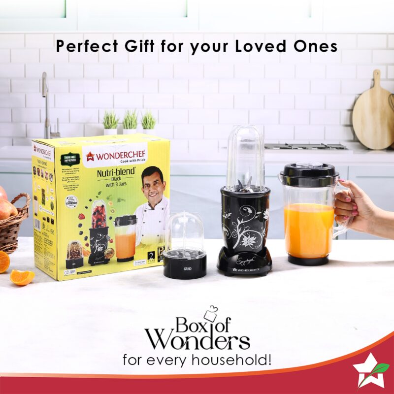 Nutri-blend Juicer, Mixer, Grinder, Blender & Smoothie Maker | 500W 22000 RPM 100% Full Copper Motor | Stainless steel Blades | 3 unbreakable jars | 2 Years warranty | Recipe book by Chef Sanjeev Kapoor | Black - Image 6