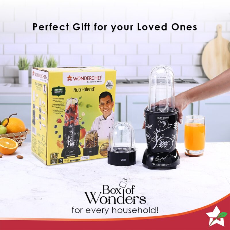 Nutri-blend, 500W, 22000 RPM 100% Full Copper Motor, Mixer-Grinder, Blender, SS Blades, 2 Unbreakable Jars, 2 Years warranty, Black, Recipe Book By Chef Sanjeev Kapoor - Image 5