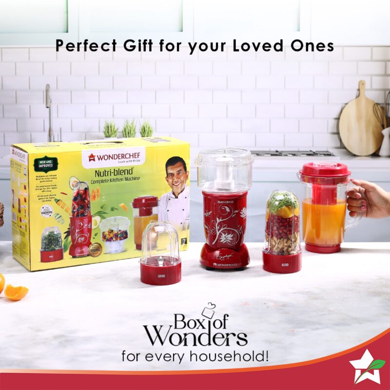 Nutri-blend Juicer, Mixer, Grinder, Smoothie Maker & Chopper | Complete Kitchen Machine | 22000 RPM Blender, Chopper, Juicer | 500W 100% Full Copper Motor | SS Blades | 4 Unbreakable Jars | 2 Years Warranty | Recipe Book By Chef Sanjeev Kapoor | Red - Image 6