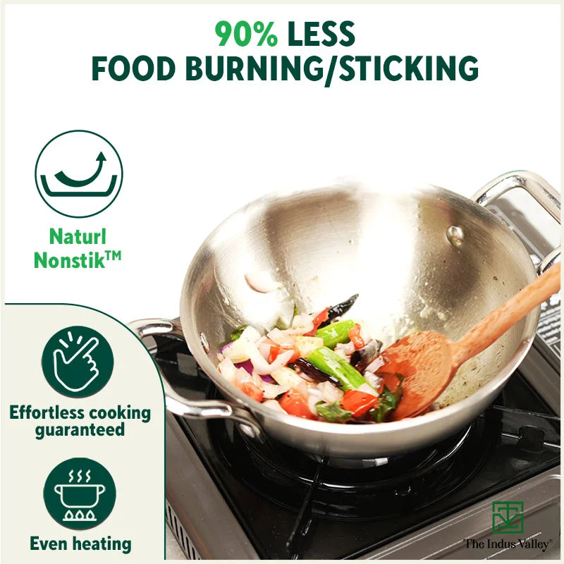 TurboCuk Tri-ply Stainless Steel Kadai+ Glass Lid, Premium Quality, 3 Layer Thick Body, 100% Toxin-free, Non-stick, Induction & Gas, 1.7/2.7/4L - Image 10