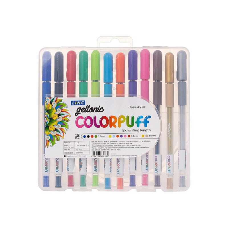 Linc Geltonic 0.6mm Colorpuff Multicolor Gel Pen With Hard Box Case