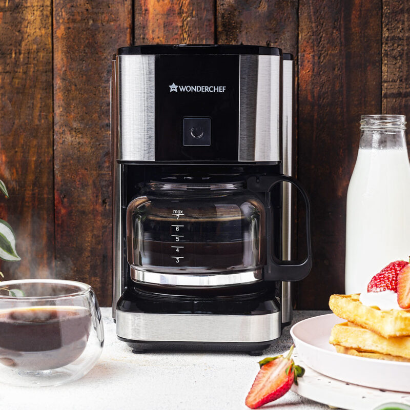 Regalia Brew Coffee Maker 550 W | Stainless Steel Body | 700ml Borosilicate Glass Carafe | 3-in-1 Filter Coffee, Espresso, Cappuccino | Auto Shut Off | Removable Cone Filter | 7 Cups Coffee | Perfect Gifting Option | Black & Silver | 2 Year Warranty - Image 7