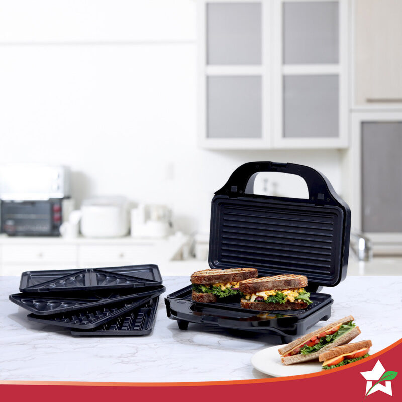 Prato Plus 3 in 1 Grill Sandwich, Grill & Waffle Maker, 900W, 1 Year Warranty - Image 2