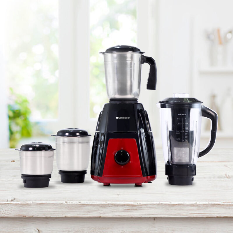 Wonderchef Renewed Ruby Mixer Grinder | 750W | 4 Stainless Steel Jars And Anti-Rust Stainless Steel Blades | Ergonomic Handles - Image 5