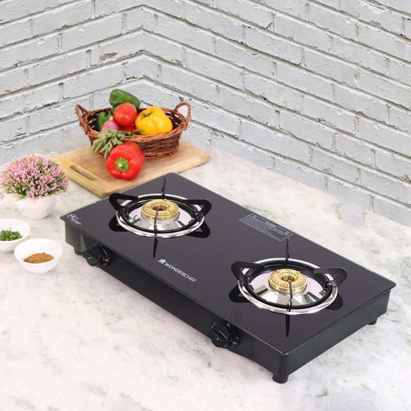 Glory 2 Burner Glass Cooktop, Stainless Steel Drip Tray, Black Toughened Glass with 2 Year Warranty, Manual Ignition Gas Stove - Image 5