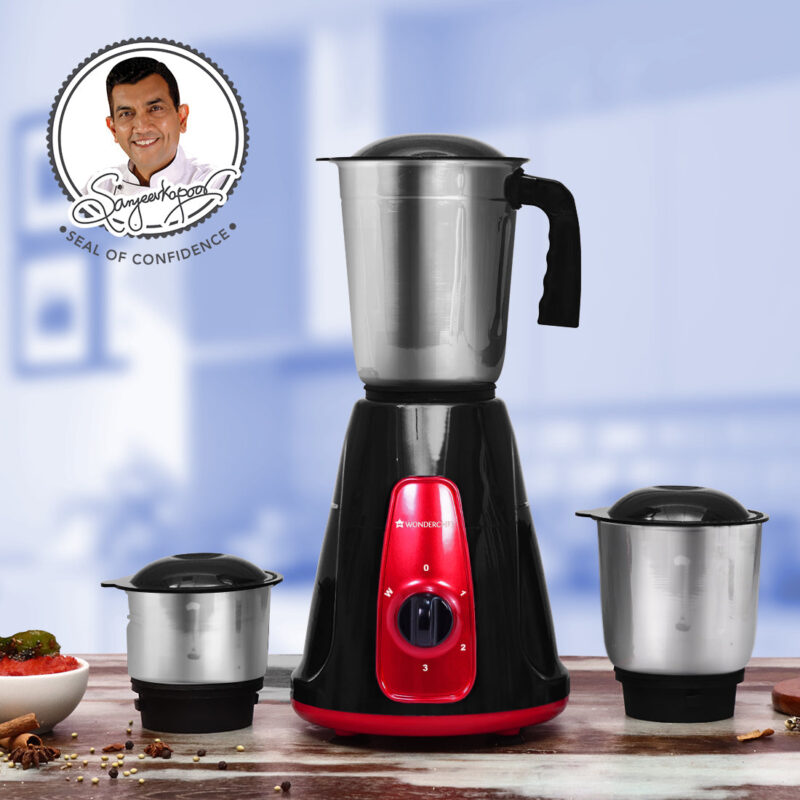 Platinum Mixer Grinder 500W with 3 Stainless Steel Jars And Anti-Rust Stainless Steel Blades, Ergonomic Handles, 5 Years Warranty On Motor,  Black & Crimson - Image 7