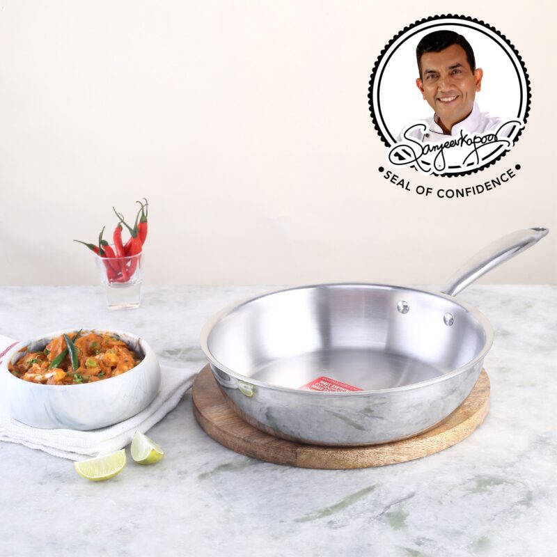 Nigella Tri-ply Stainless Steel 24 cm Fry Pan | 2 Litres | 2.5mm Thickness | With Induction base | Compatible with all cooktops | Riveted Cool-Touch Handle | 10 Year Warranty - Image 8