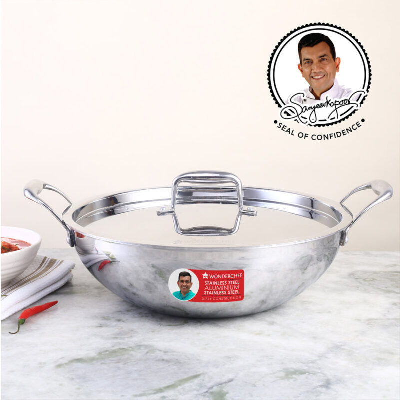 Nigella Tri-ply Stainless Steel 24 cm Kadhai with Lid | 2.2 Litres | 2.6mm Thickness | Kadhai with Induction base | Compatible with all cooktops | Riveted Cool-Touch Handle | 10 Year Warranty - Image 7