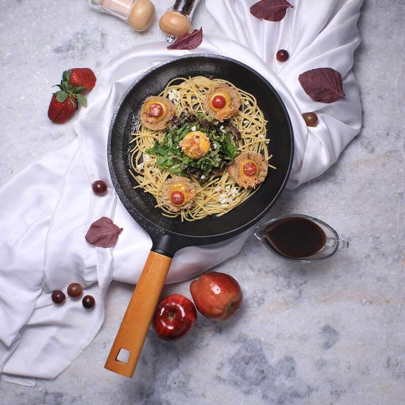 Caesar 20 cm Non-Stick Fry Pan | Induction Bottom | Wooden Handle | Die-Cast Aluminium | Frying Pan Non Stick | 1L | 5mm | 5 Years Warranty | Black - Image 7
