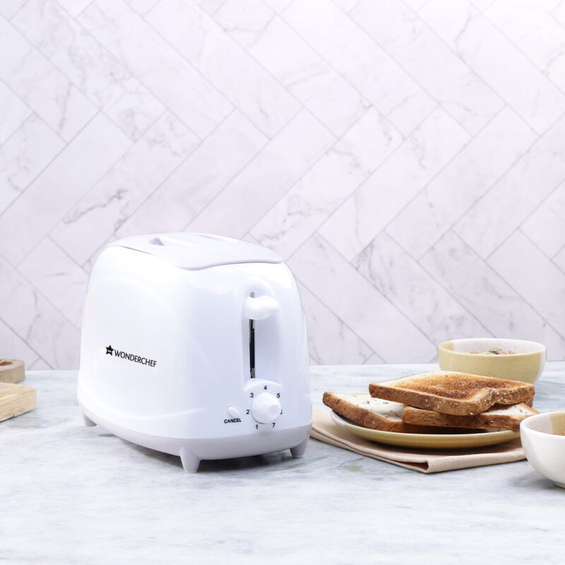 Ultima Pop-up Toaster with Lid Cover|700 Watt| 2 Bread Slice Automatic Pop-up Electric Toaster for Kitchen| 7- Level Browning Controls|Wide Bread Slots| Auto Shut Off|Mid Cycle Cancel Feature| Removable Crumb Tray| Easy to Clean| White| 2 Year Warranty - Image 5