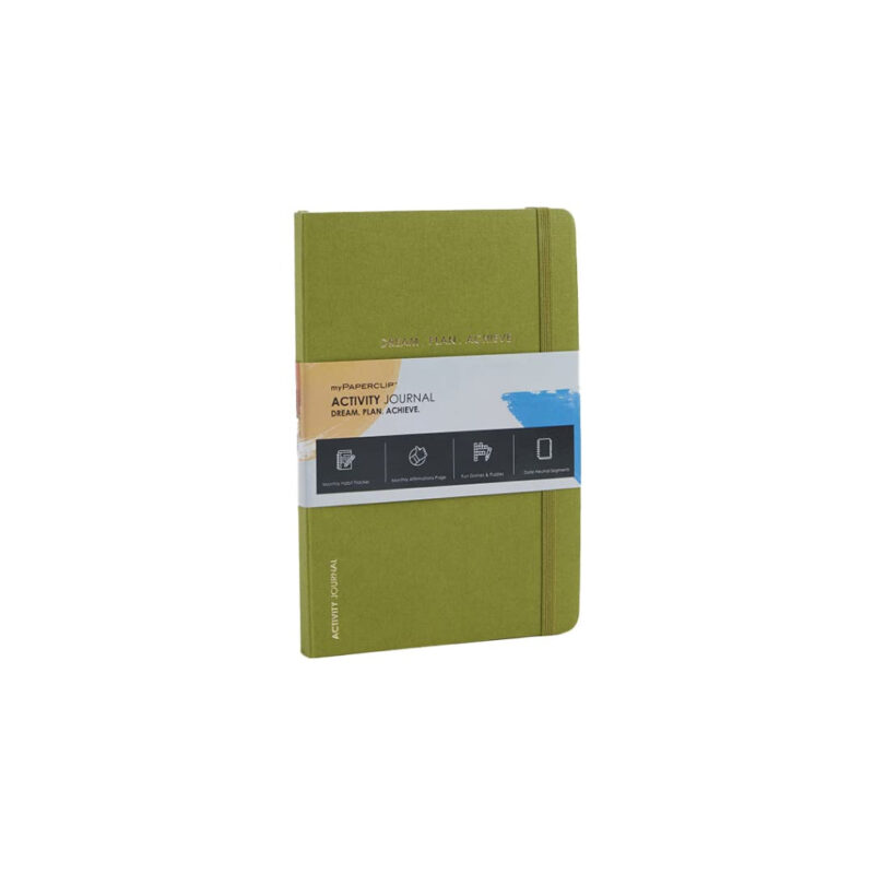 Mypaperclip Activity Journal, Featuring Monthly Habit Tracker, Monthly Affirmation Page And Fun Games & Puzzles - Dotted-Activity_Journal_D-Olivegreen