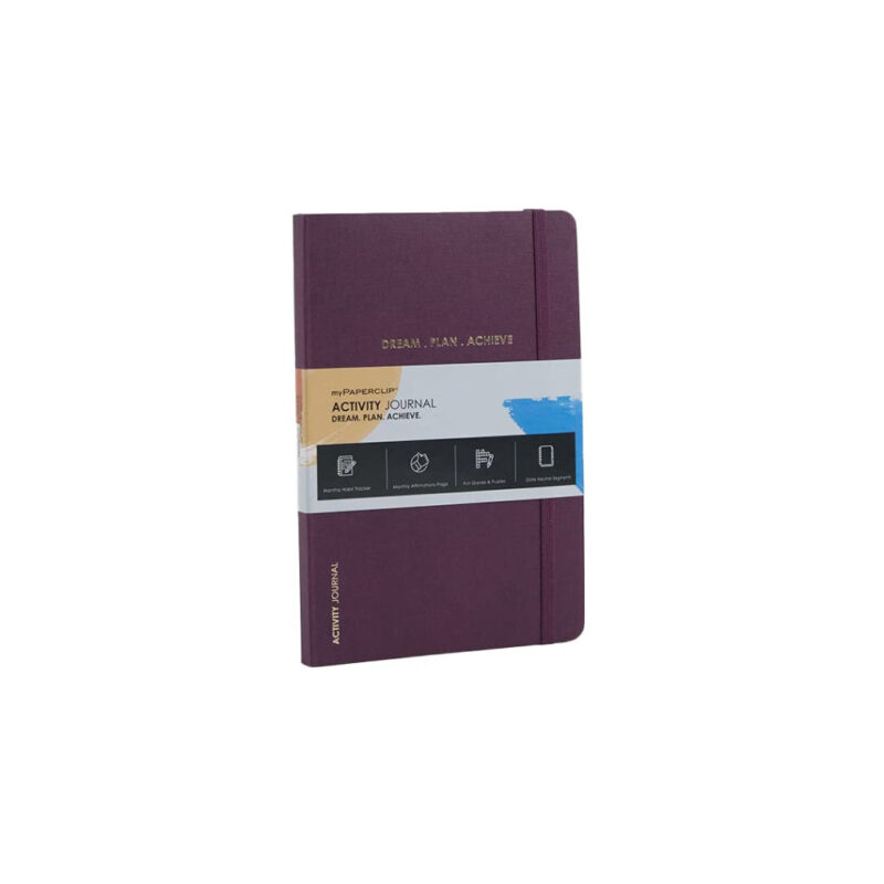 Mypaperclip Activity Journal, Featuring Monthly Habit Tracker, Monthly Affirmation Page And Fun Games & Puzzles - Reuled-Activity_Journal_R-Plum