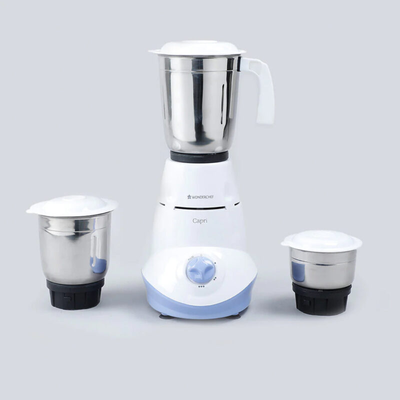 Capri Mixer Grinder 550W With 3 Stainless Steel Jars (White & Blue) - Image 15