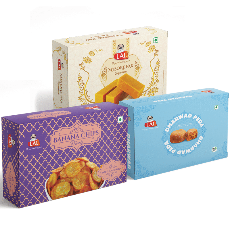Mysore pak signature 400g, Dharwad peda 400g, Banana chips masala 250g - Image 2