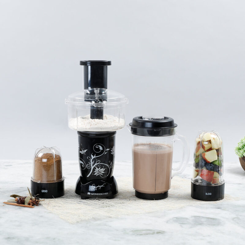 Nutri-blend Juicer, Mixer, Grinder, Smoothie Maker | Food Processor with Atta Kneader | 400W 22000 RPM 100% Full Copper Motor | SS Blades | 4 Unbreakable Jars | 2 Years Warranty | Recipe Book By Chef Sanjeev Kapoor | Black - Image 8